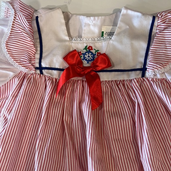 Vintage - unbranded, 18 month, red/white stripe sailor dress - Picture 3 of 5